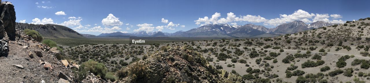 Scenic view of rocky mountains against sky