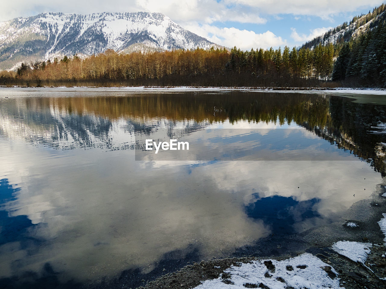 Scenic view of lake against sky