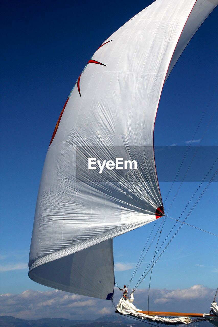 Low angle view of sailboat against sky