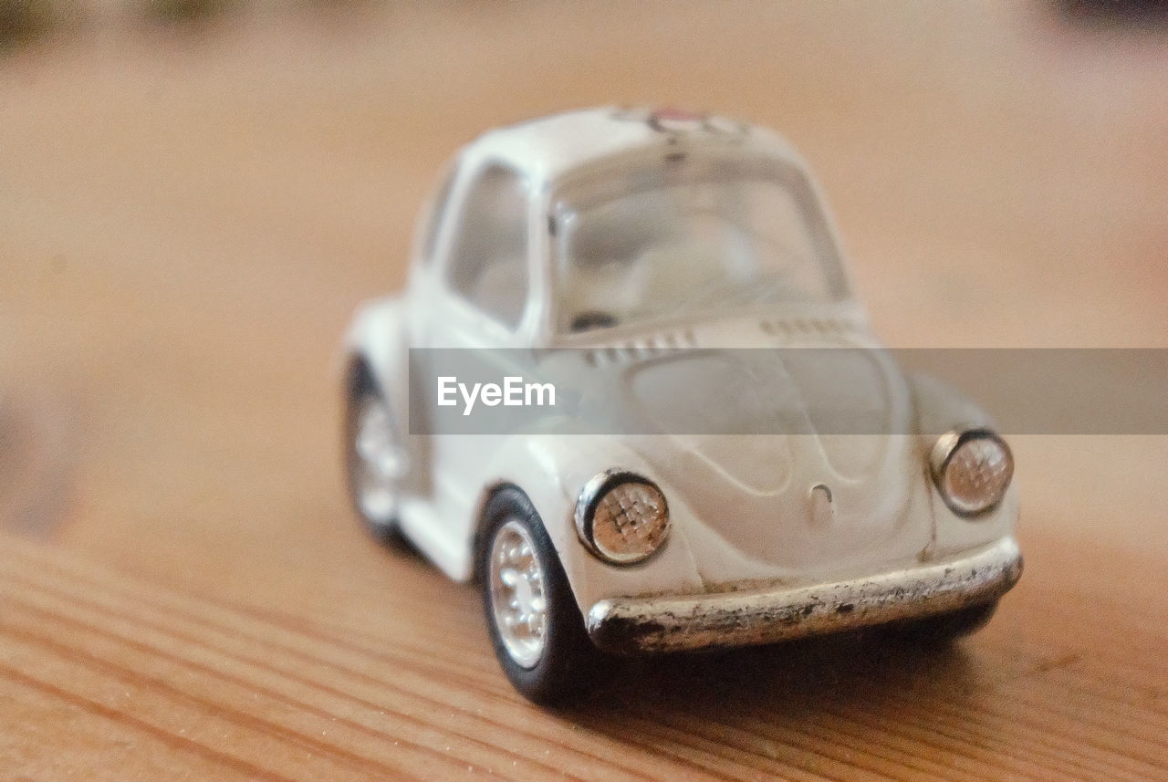 Close-up of toy car on table