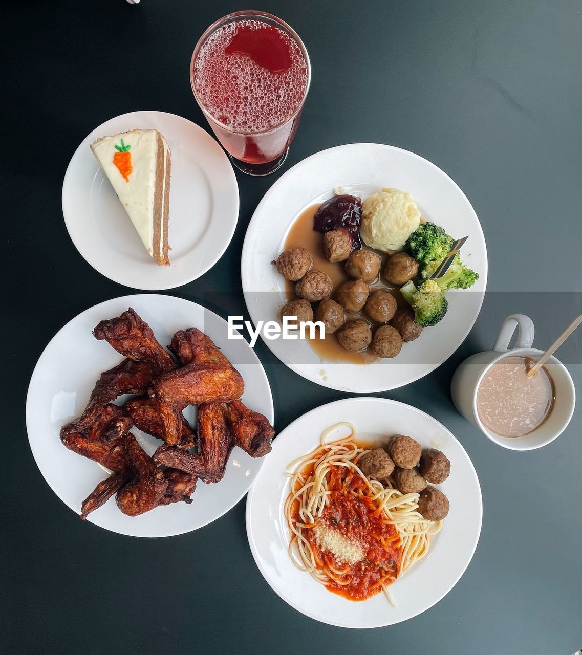 food and drink, food, dish, meal, healthy eating, freshness, plate, drink, table, breakfast, high angle view, no people, indoors, meat, fast food, cuisine, wellbeing, still life, studio shot, refreshment, fruit, produce, bowl, glass, lunch, directly above