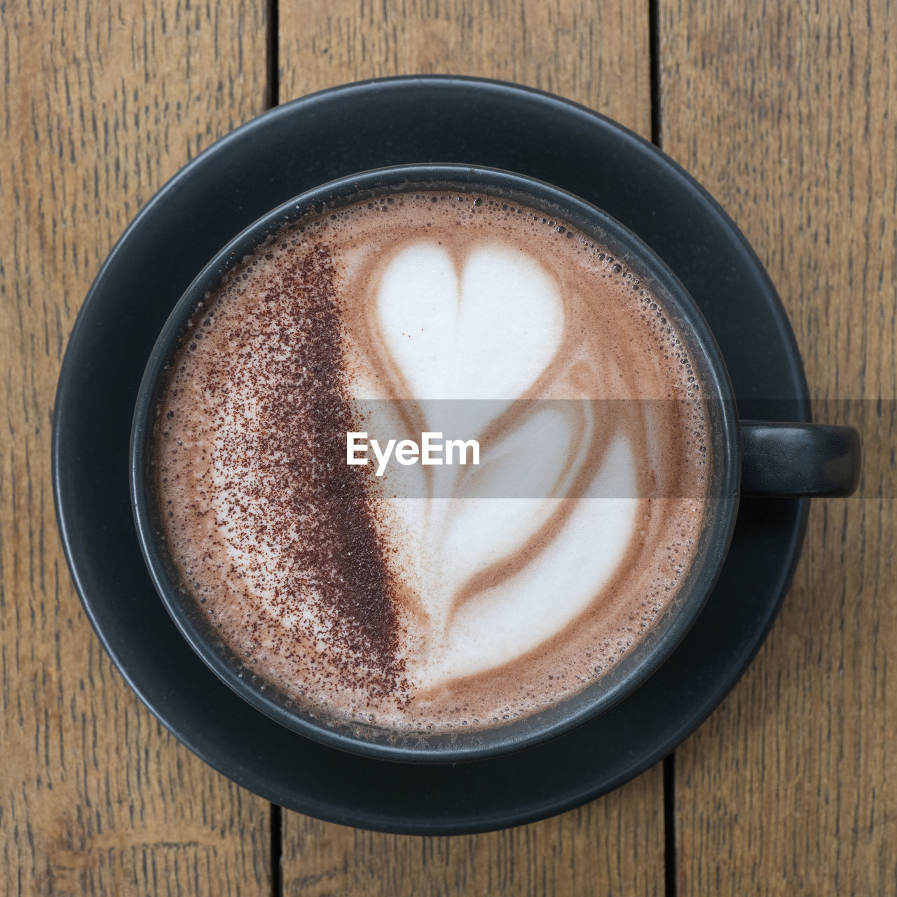 Directly above shot of hot chocolate on table