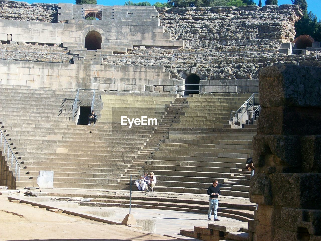 Low angle view of roman theatre in merida