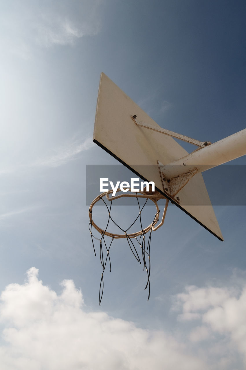 Low angle view of basketball hoop against sky