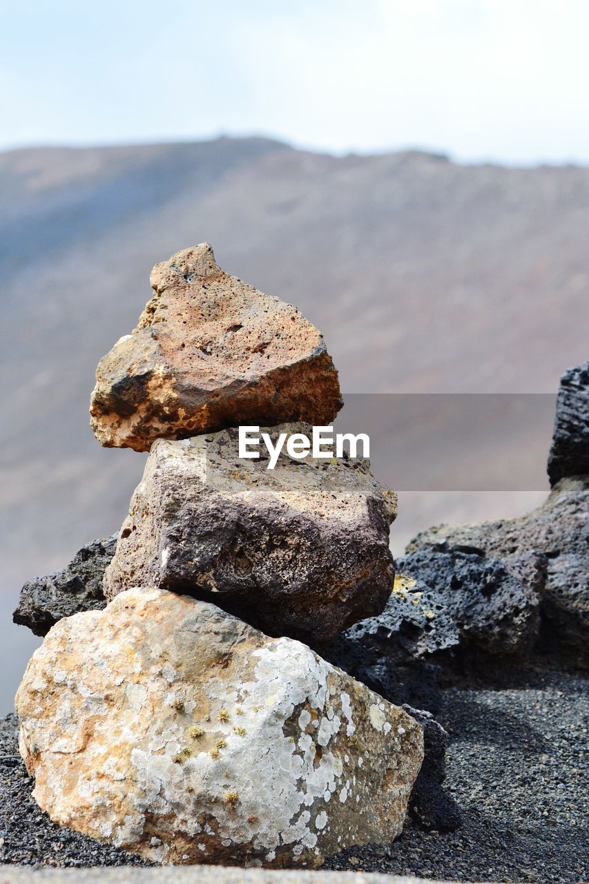 View of rock formation on sea