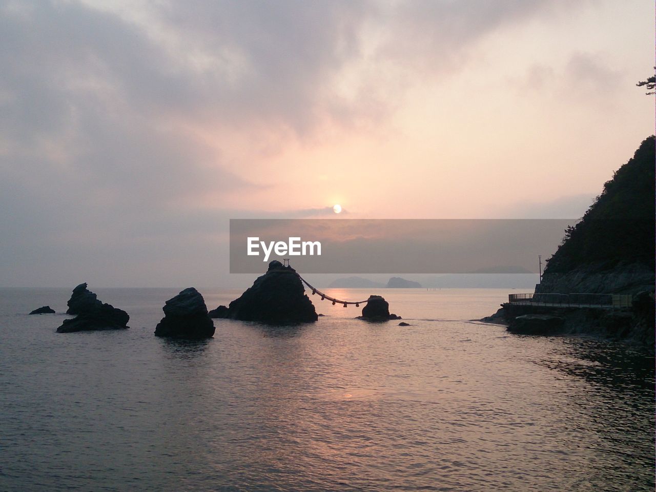 Panoramic view of sea against sky during sunset