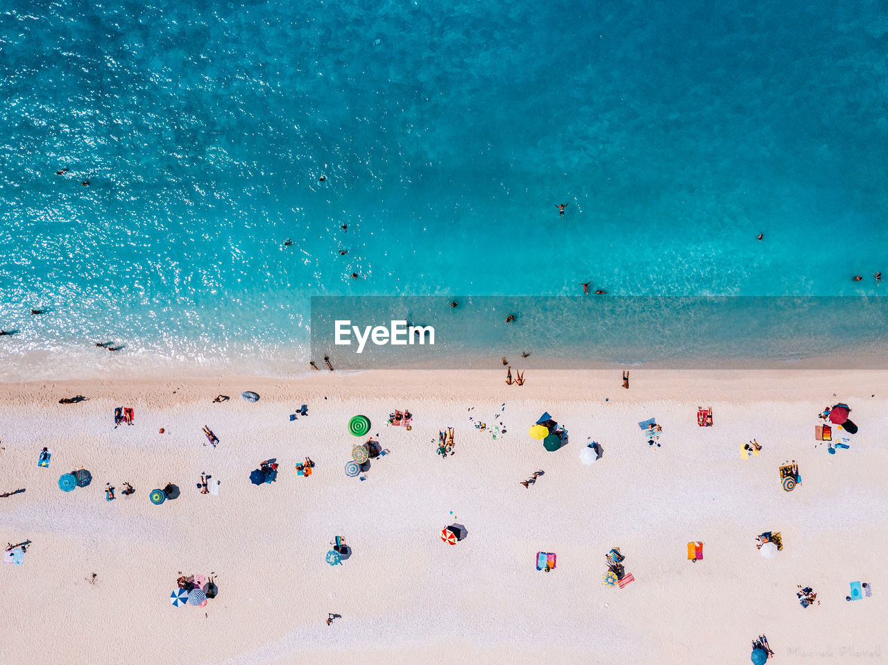 Aerial view of people at beach