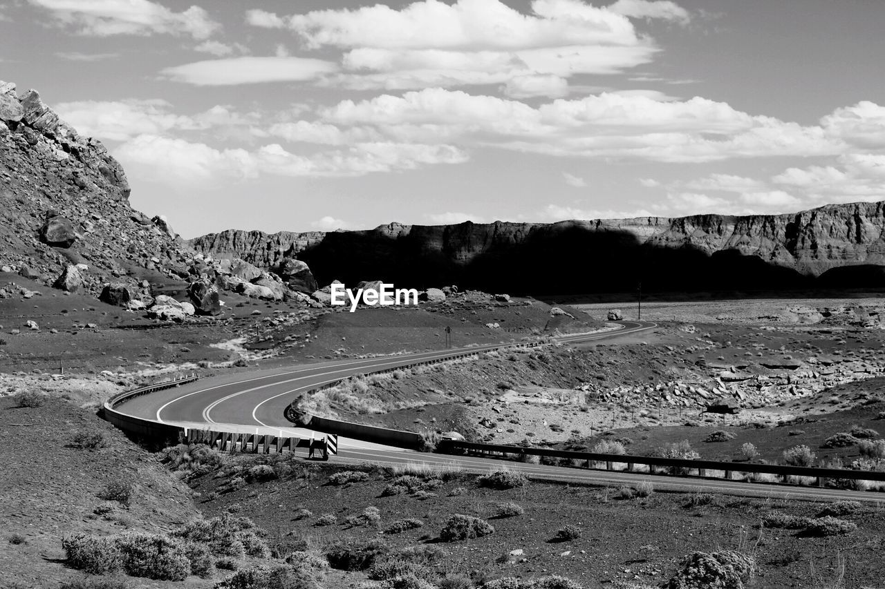 Surface level of road passing through landscape