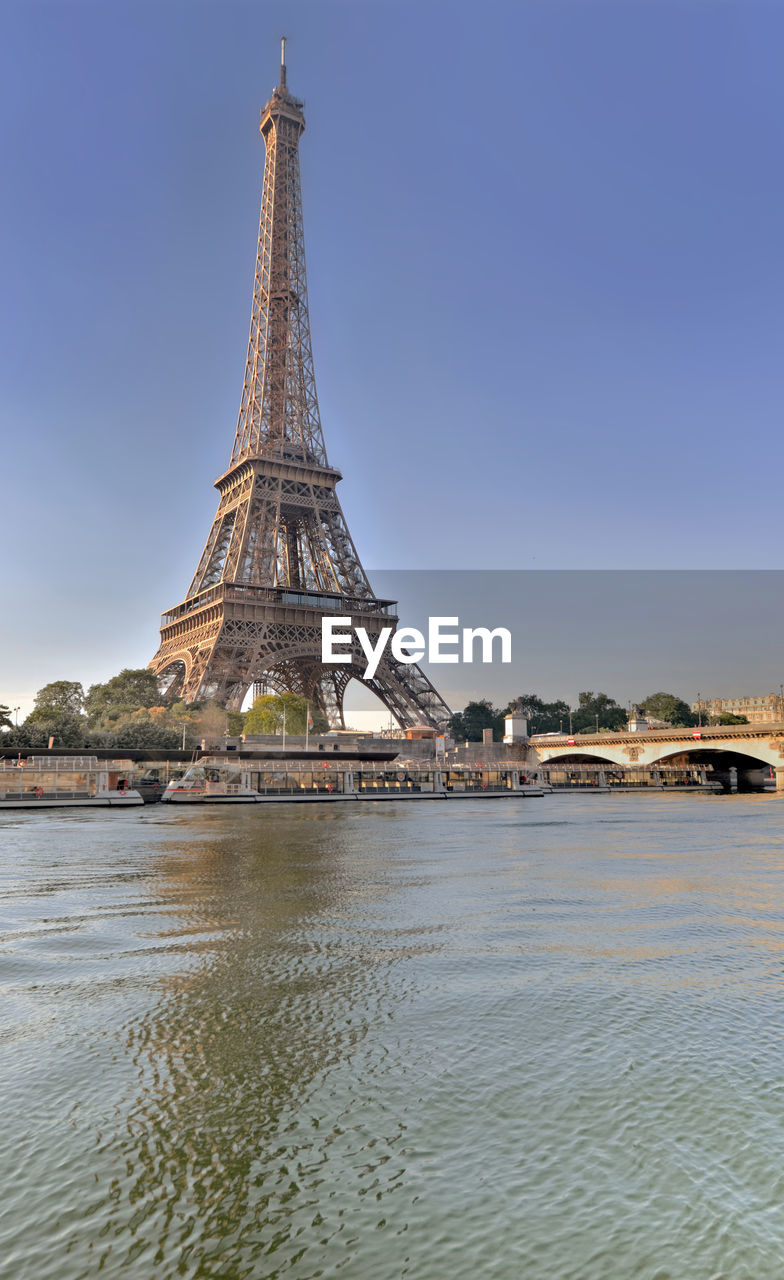 View from the river the seine of eiffel tower in paris - france