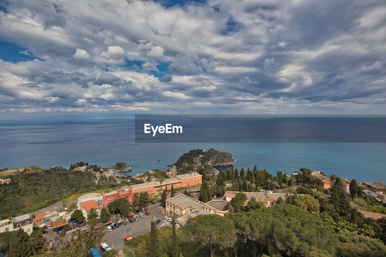 Panorama of the touristic city of taormina, located in eastern sicily.