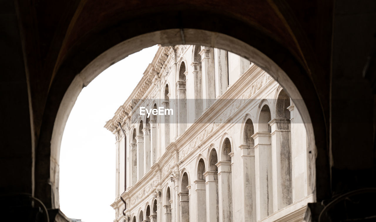 Low angle framed view of historic building in venice 