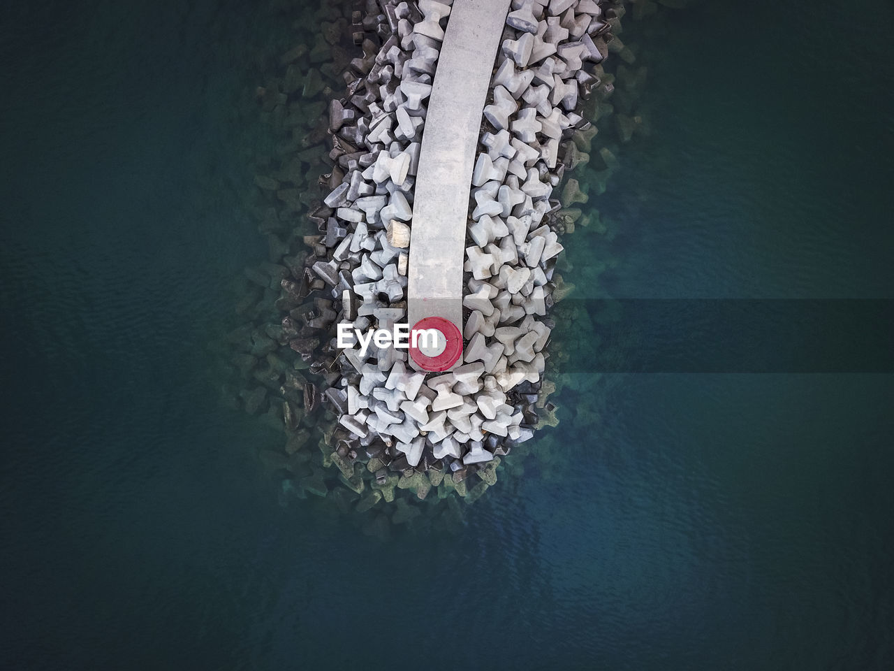 High angle view of groyne in sea