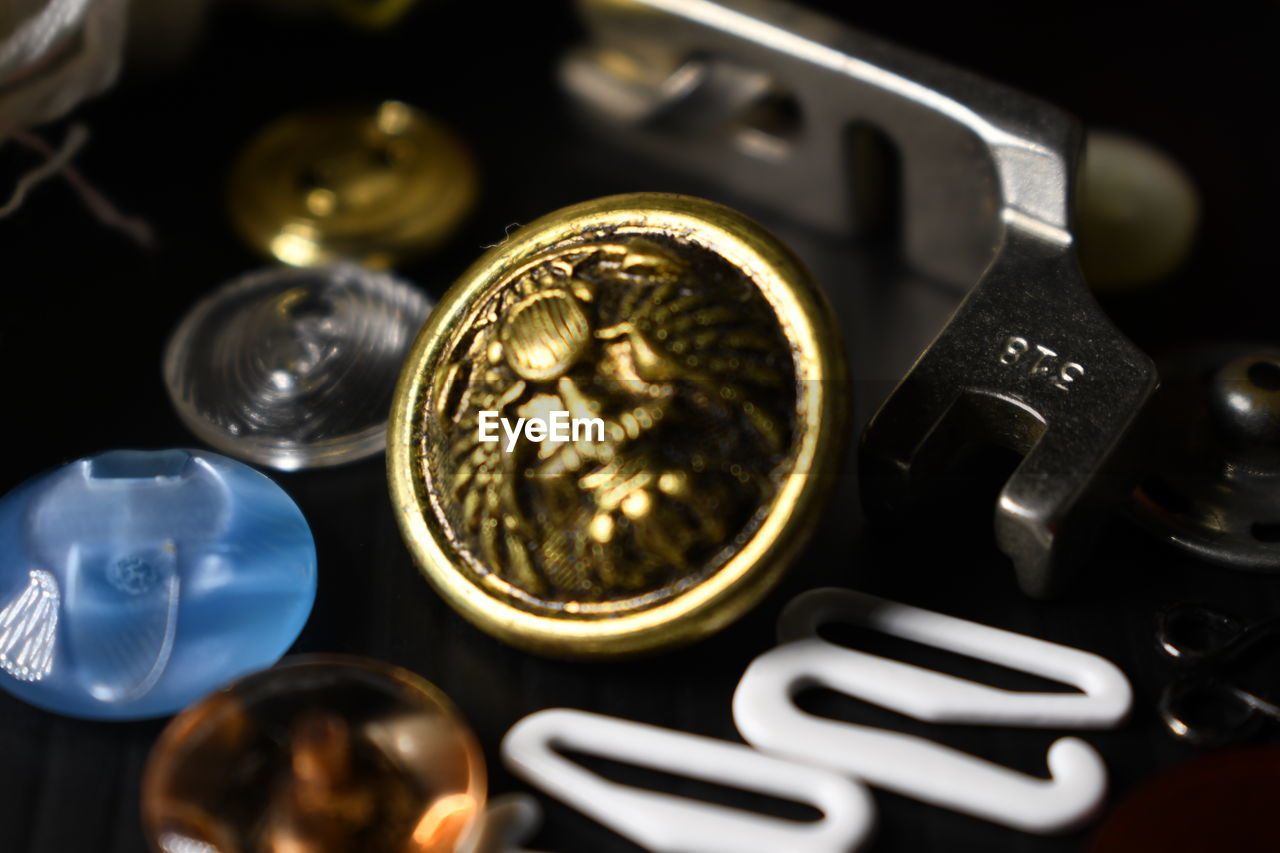 HIGH ANGLE VIEW OF COINS