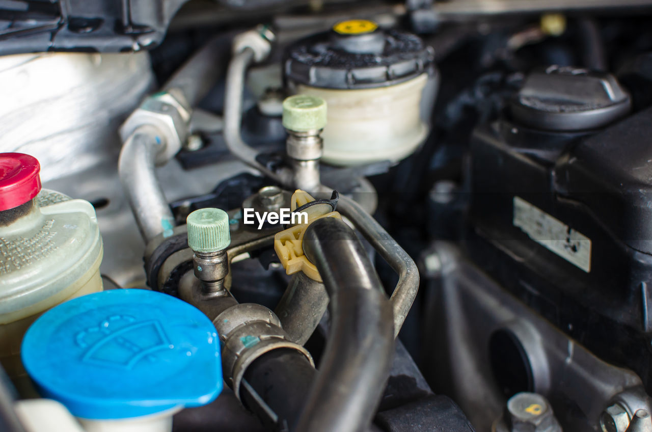 High angle view of car engine