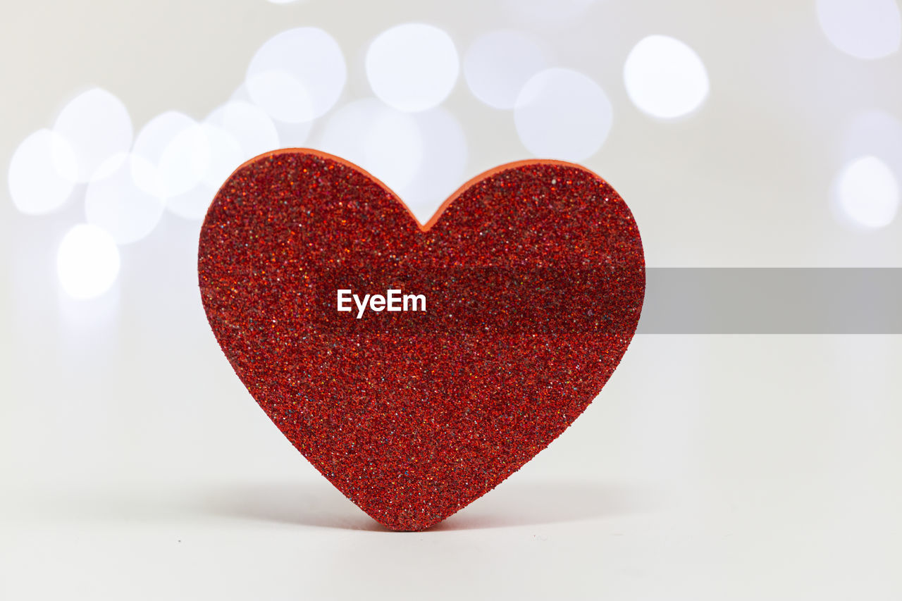 Close up view of glitter red heart - love hearts - love concept - valentine's heart