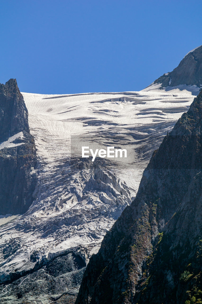 SCENIC VIEW OF SNOWCAPPED MOUNTAIN AGAINST BLUE SKY