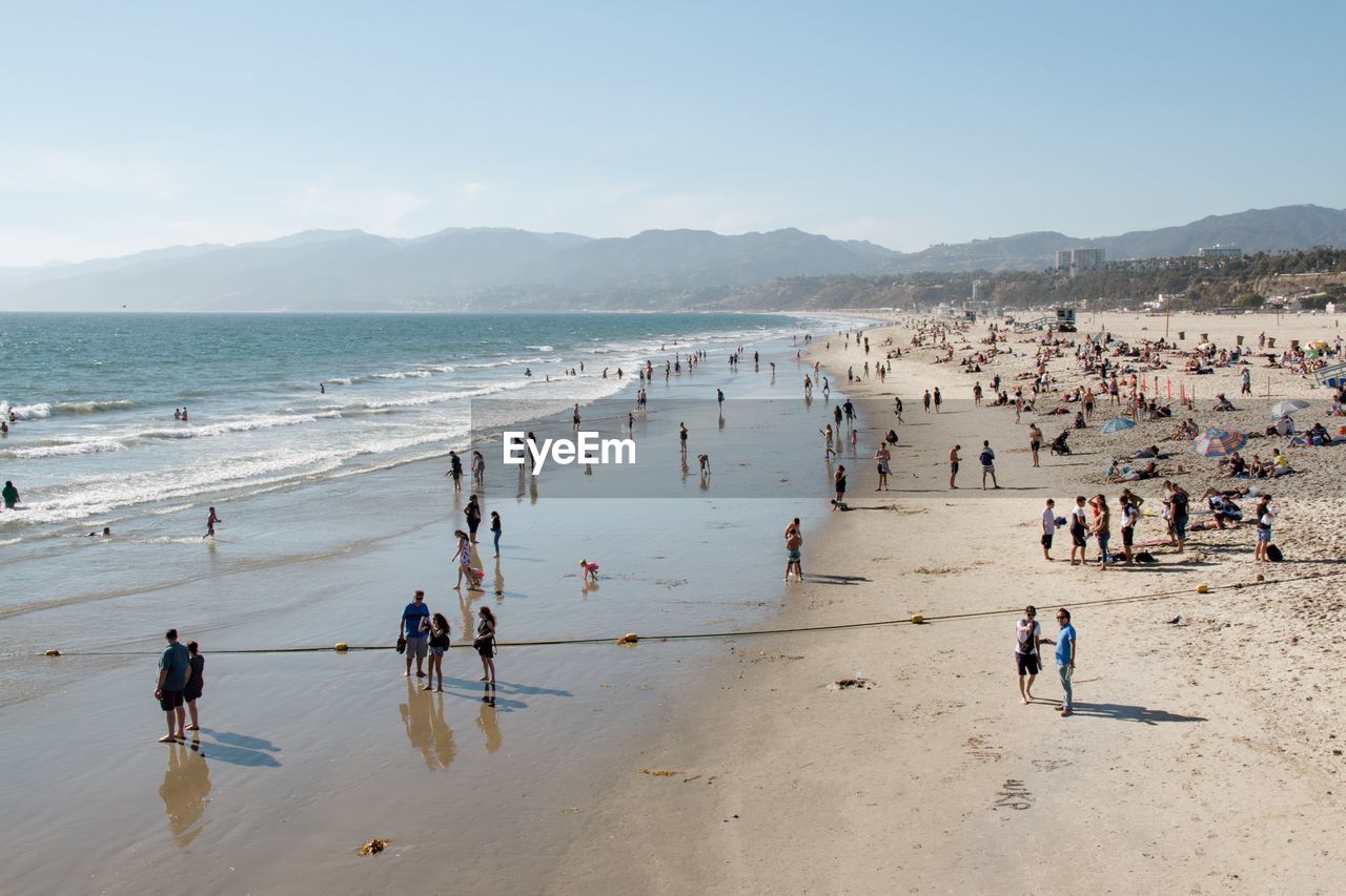 High angle view of people at beach