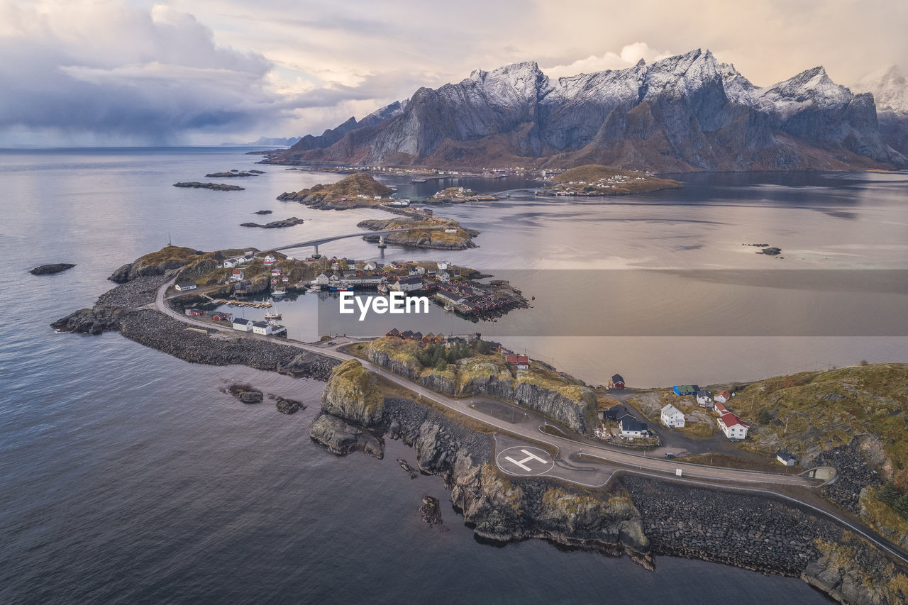 Reine village environment from an aerial point of view