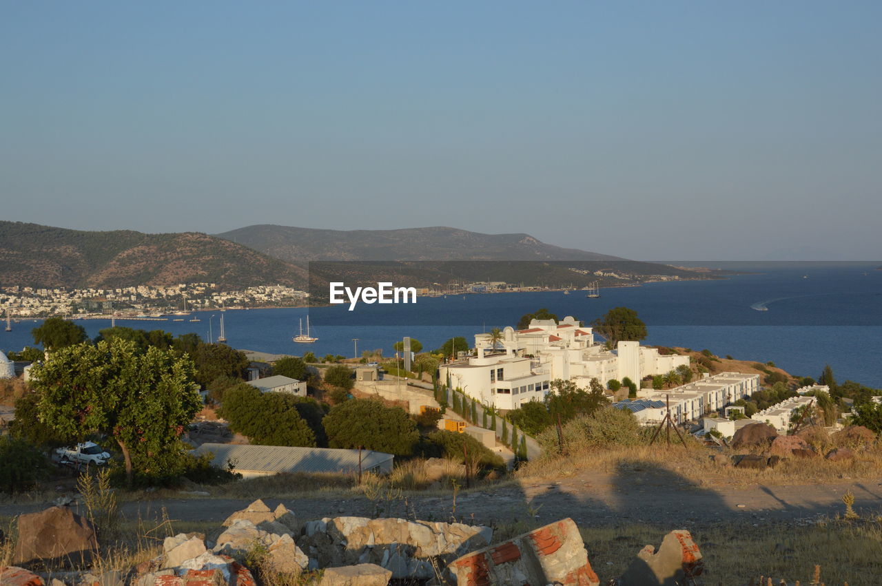 Panorama of bodrum city and the bay from in the mountain