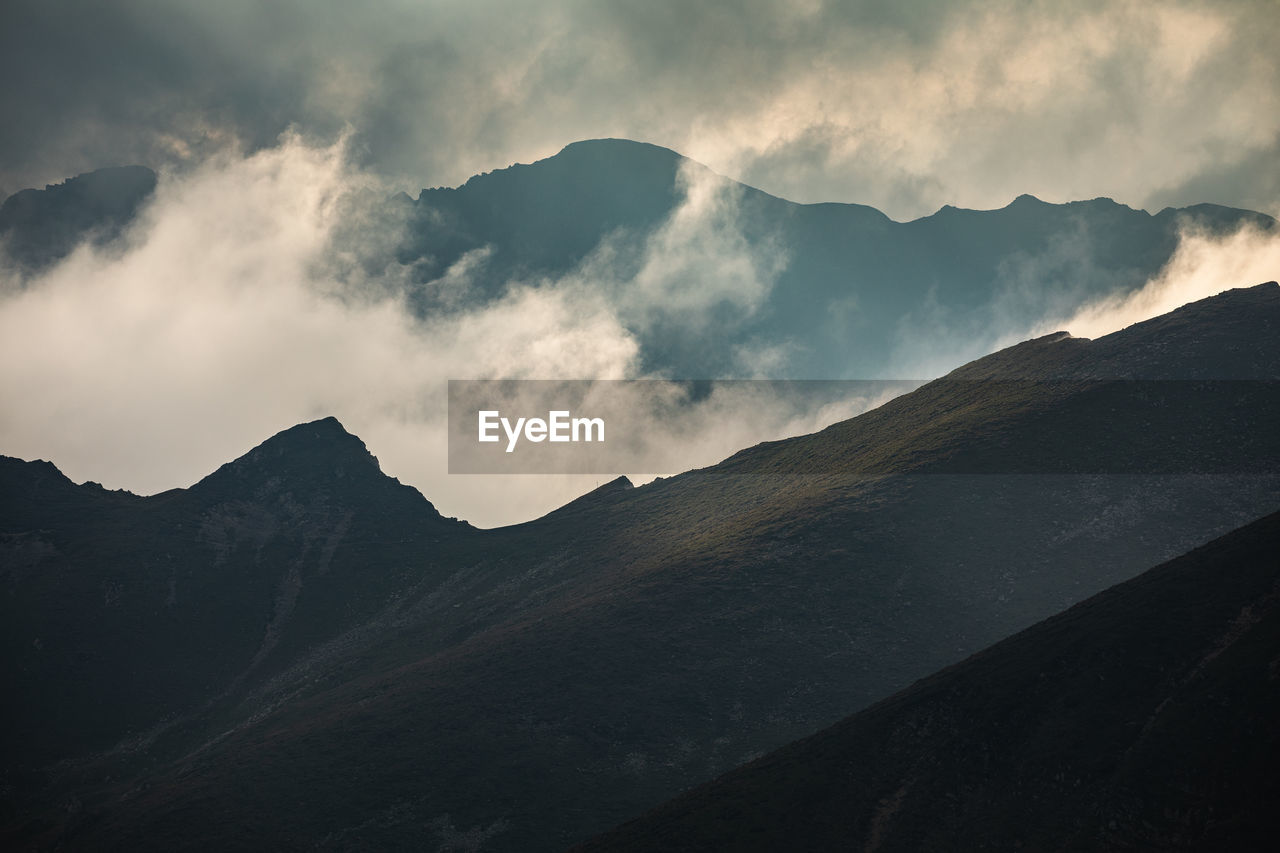 Alpine views from fagaras mountains, romania. summer carpathian landscapes.