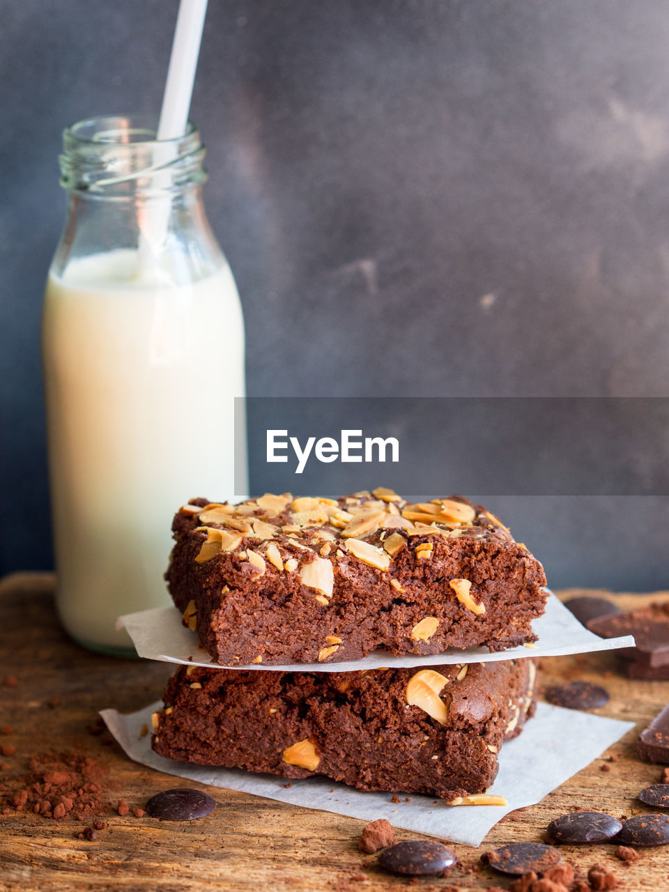 Close-up of brownie dessert on table