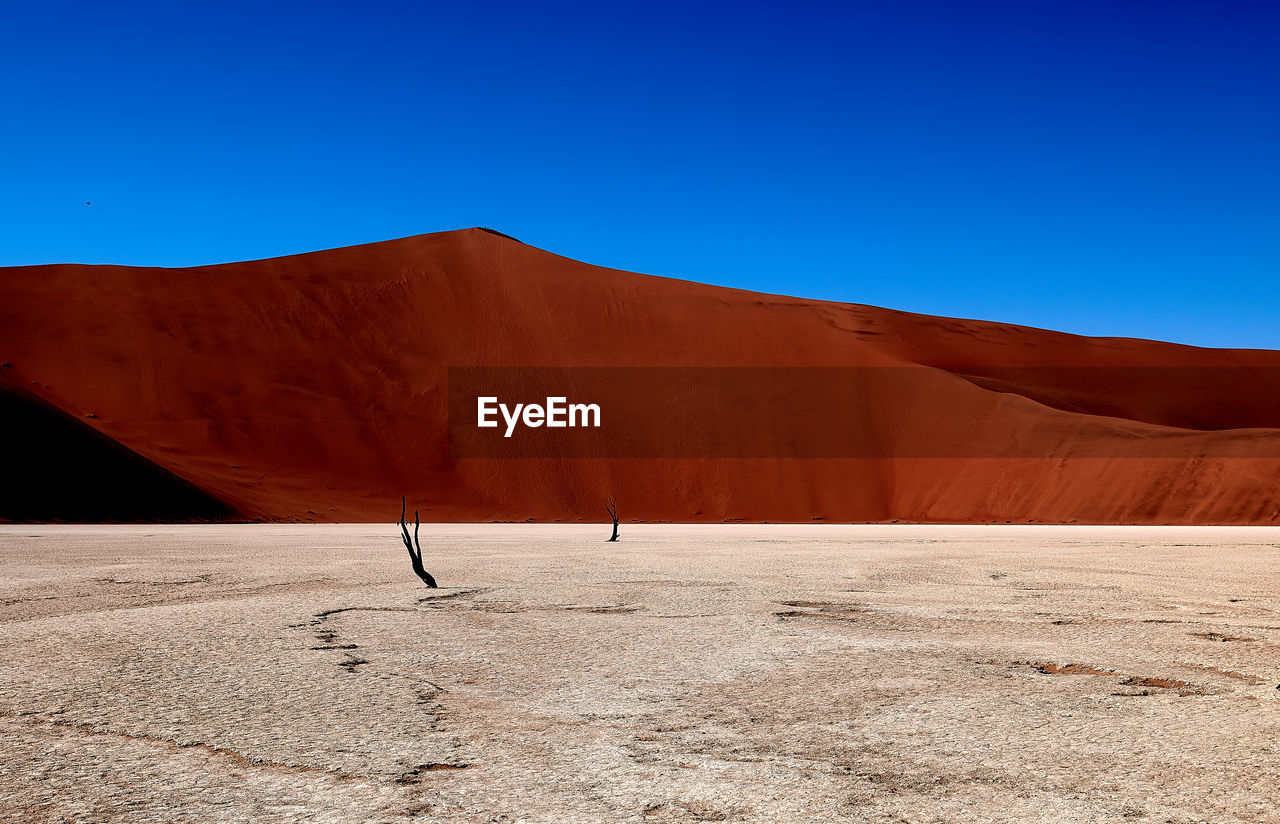 SAND DUNES AGAINST CLEAR SKY