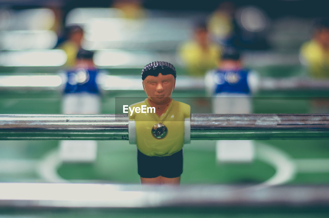 Close-up of foosball table