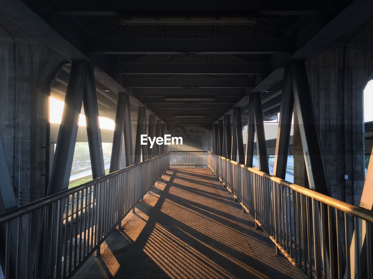 Empty footpath in bridge