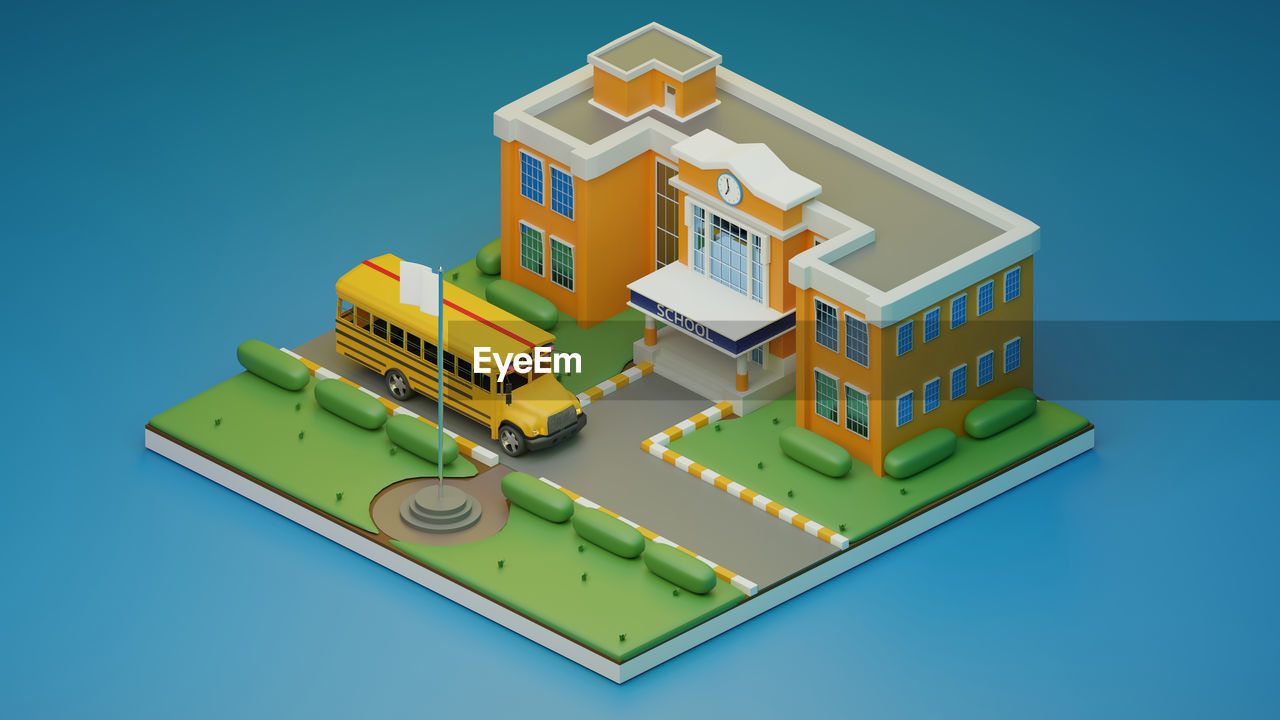 3d rendering class room isometric., 3d illustration. back to school.