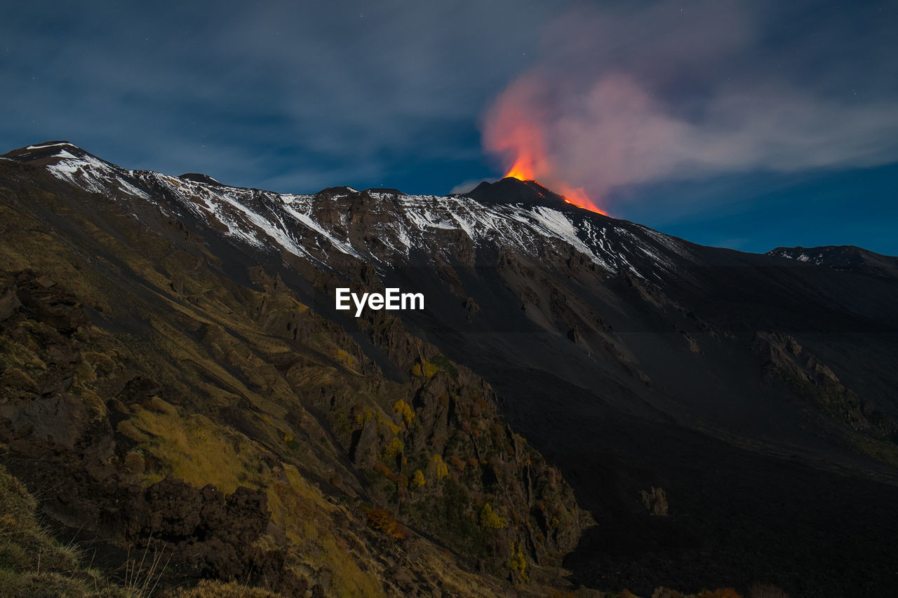 Scenic view of volcanic mountain