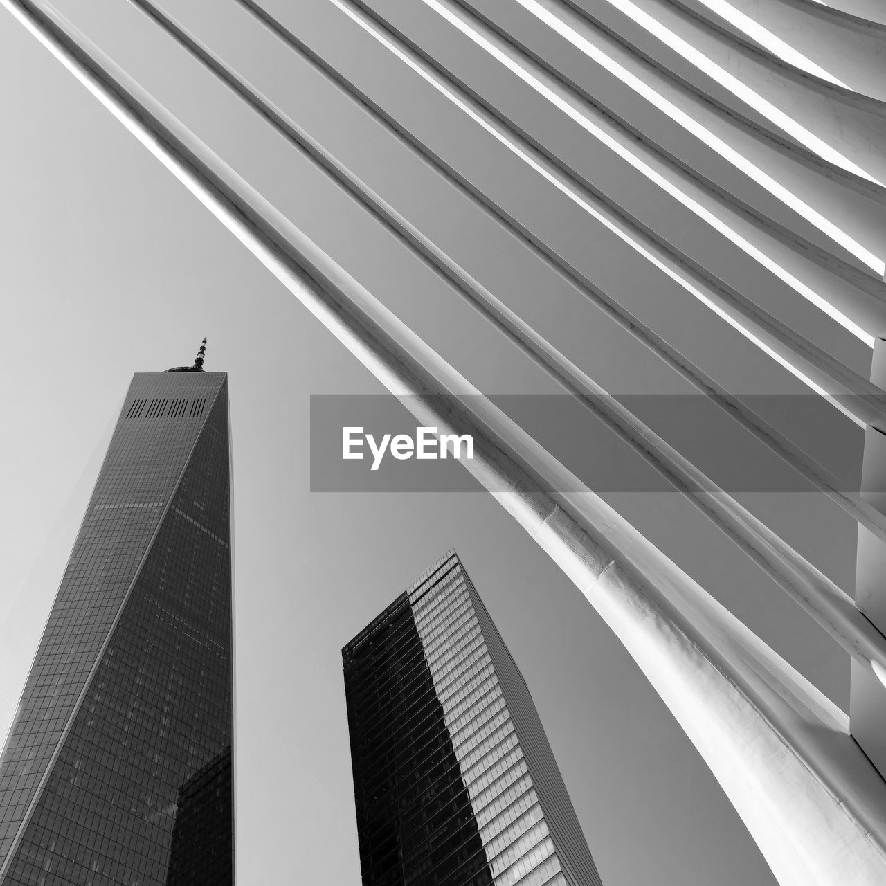 Low angle view of modern building against clear sky