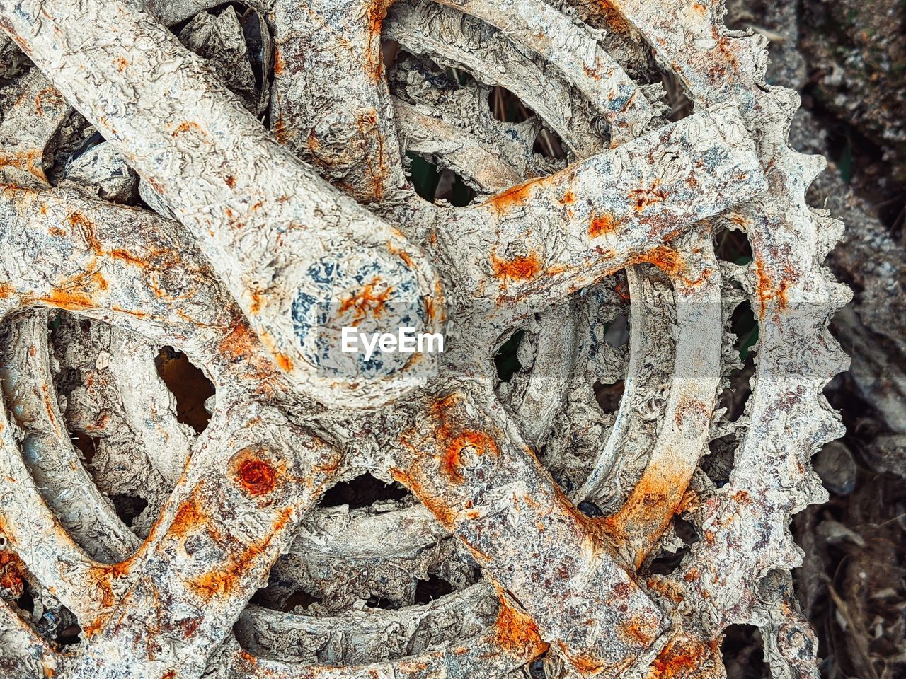Full frame shot of old weathered gearwheel