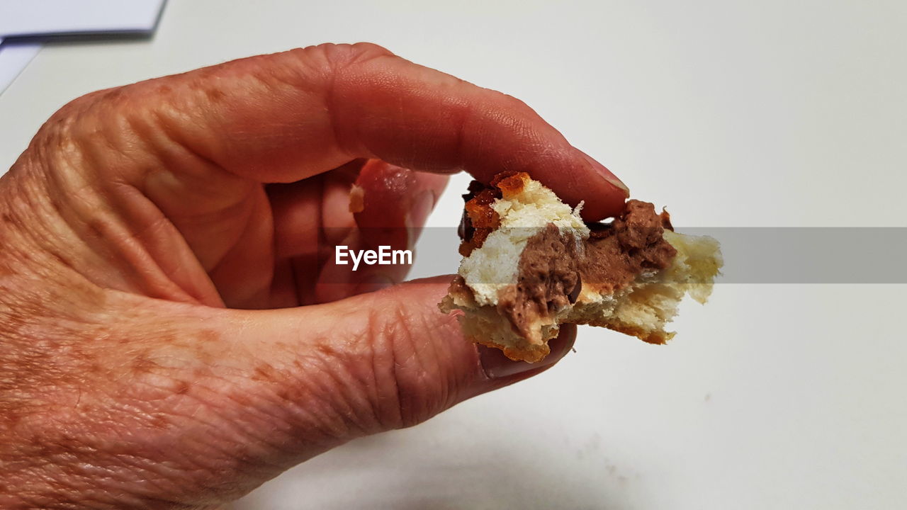 CLOSE-UP OF HAND HOLDING ICE CREAM