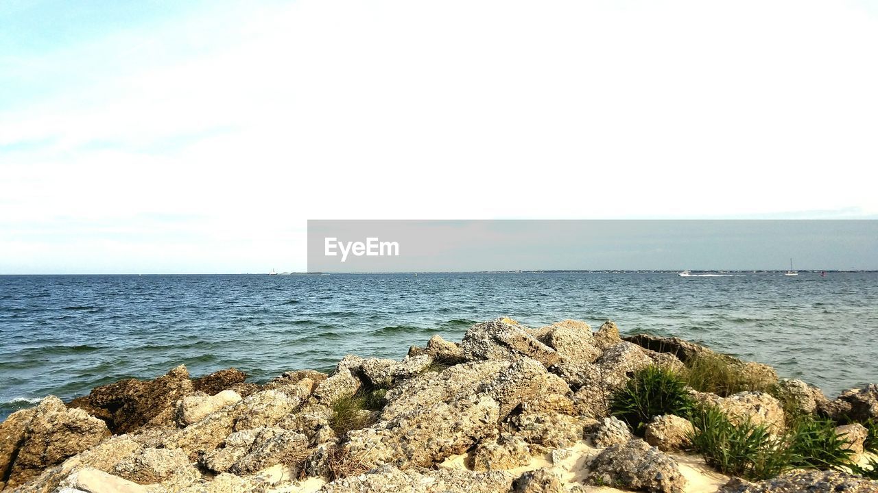 SCENIC VIEW OF SEA AND ROCKS