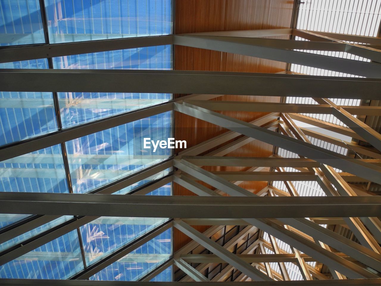 Low angle view of skylight of building