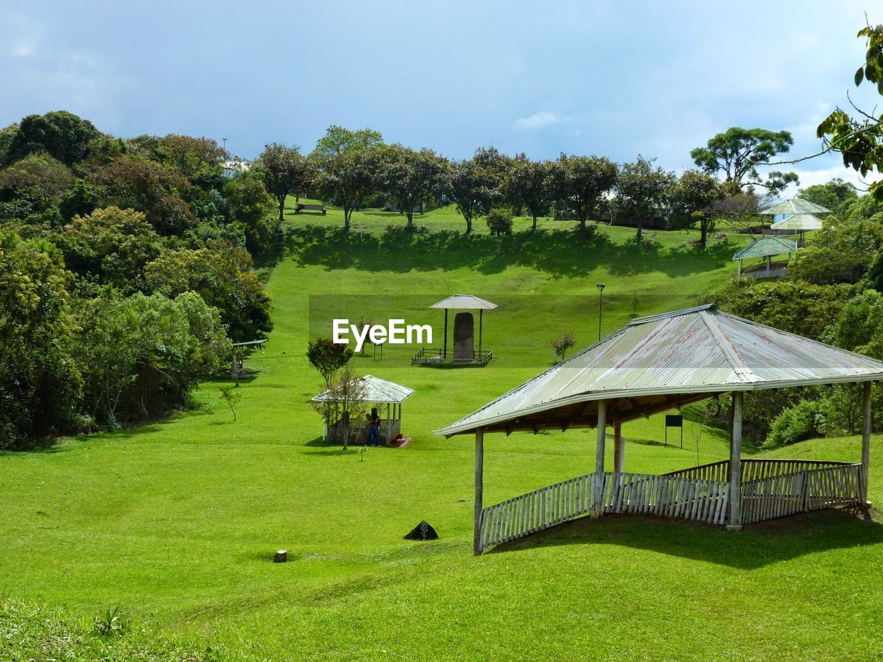 Scenic view of green landscape against sky