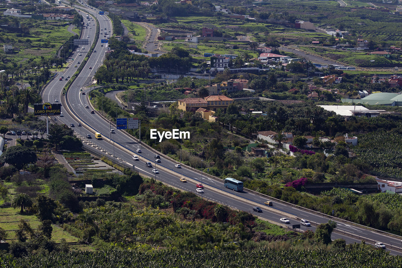 High angle view of road in city