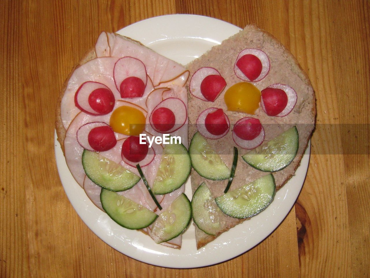 Close-up of heart shape sandwich served on table