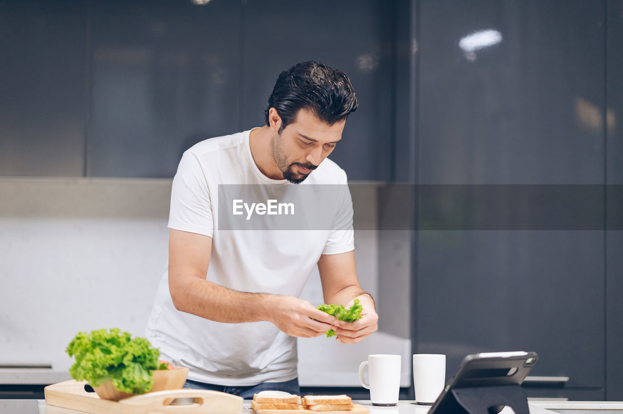 Chef preparing food at home