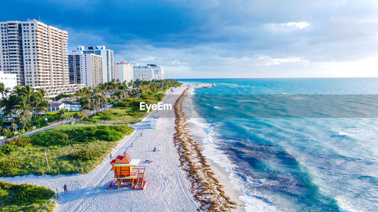 Above miami beach at sunrise