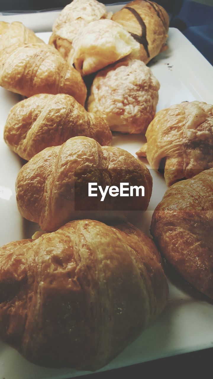 Close-up of croissant on table
