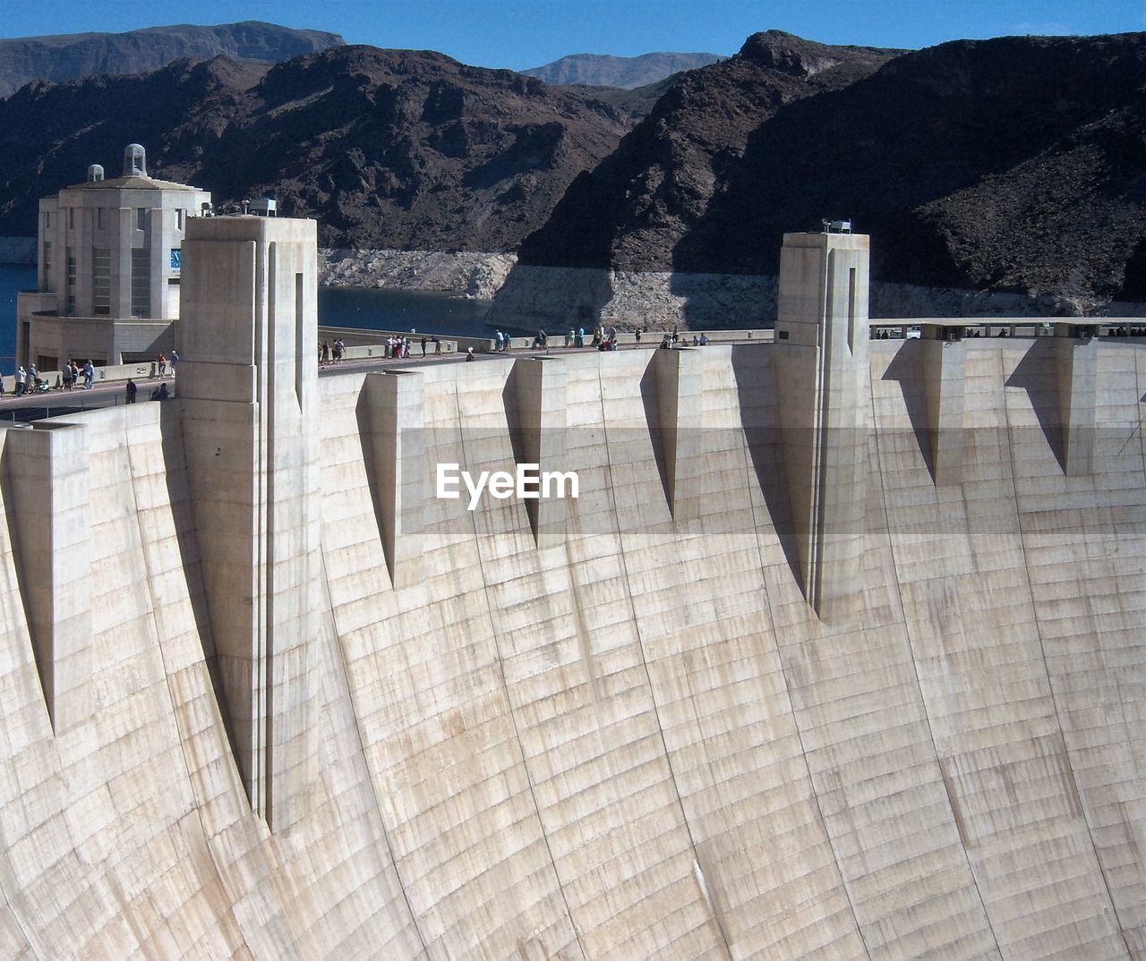 High angle view of dam against sky