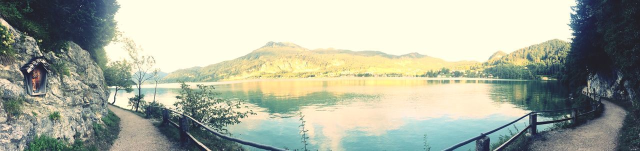 SCENIC VIEW OF LAKE AGAINST CLEAR SKY