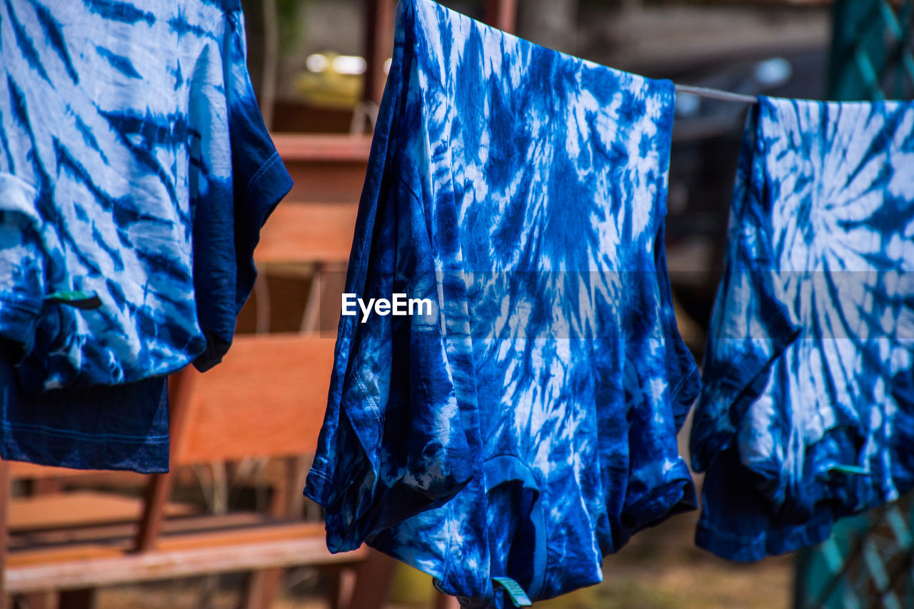 Close-up of clothes drying outdoors