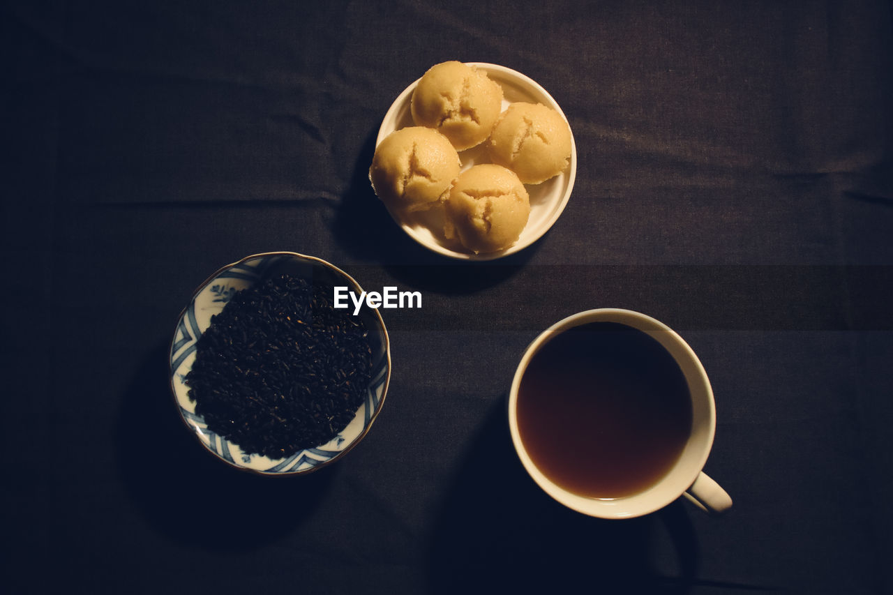 High angle view of coffee on table