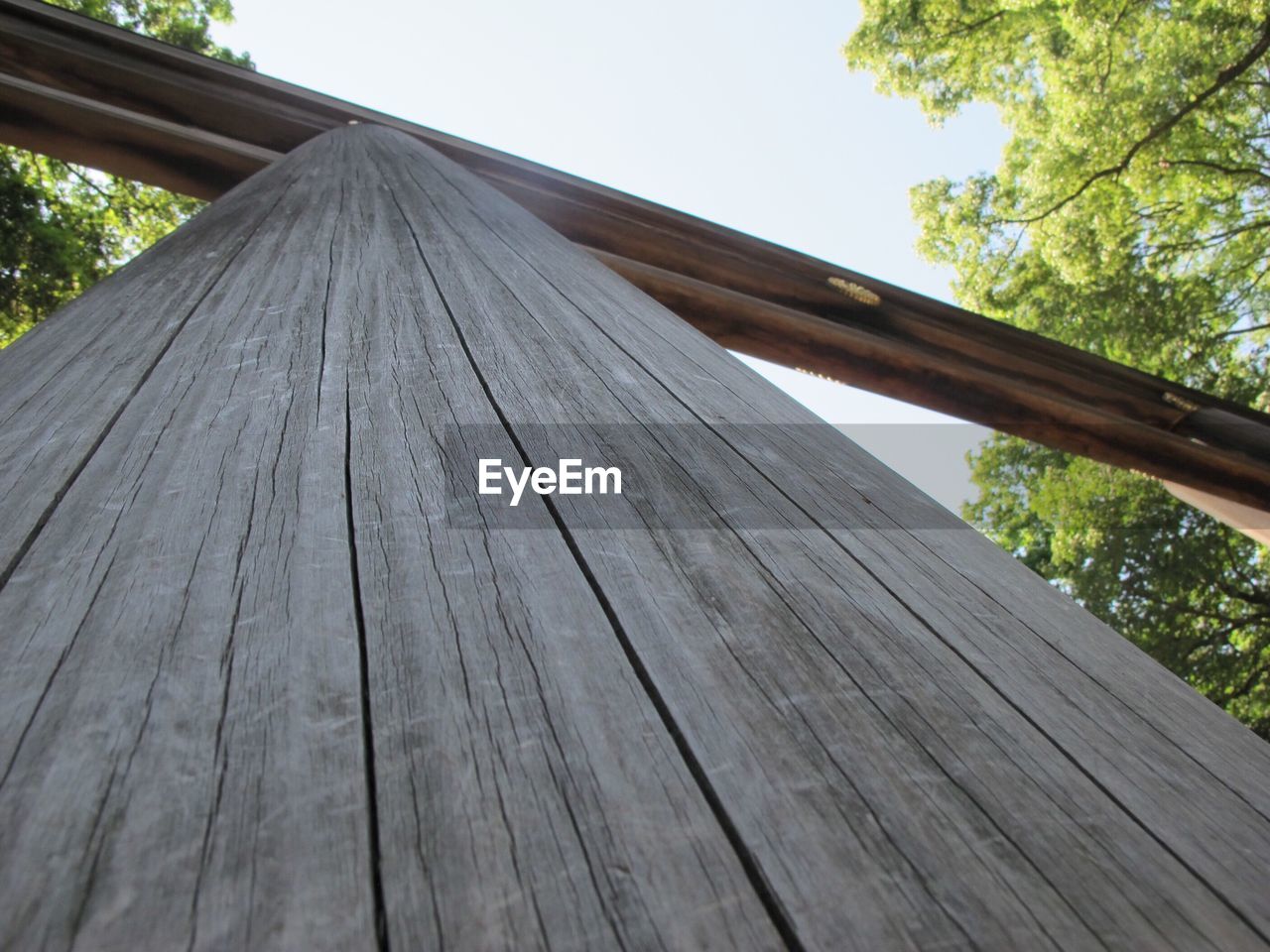 Low angle view of roof against sky