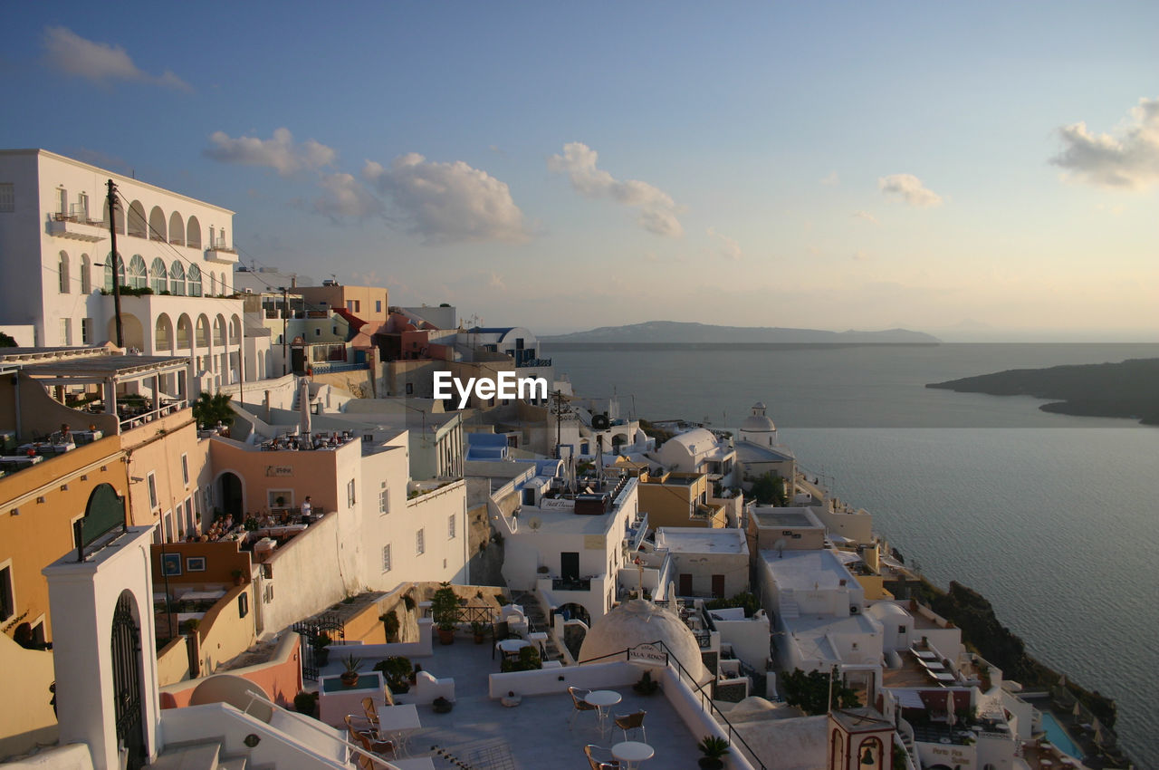 High angle view of santorini shore