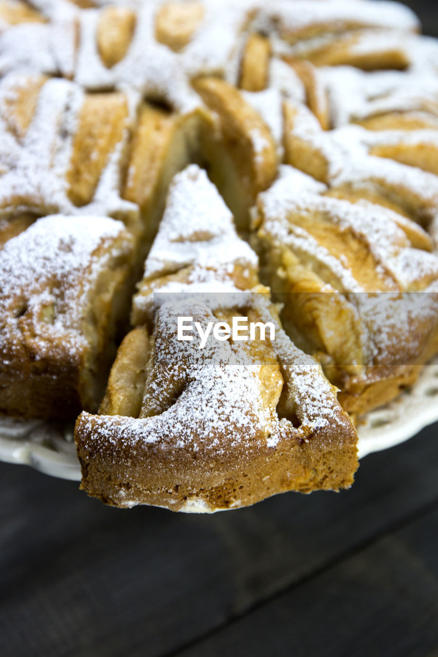 High angle view of dessert on table