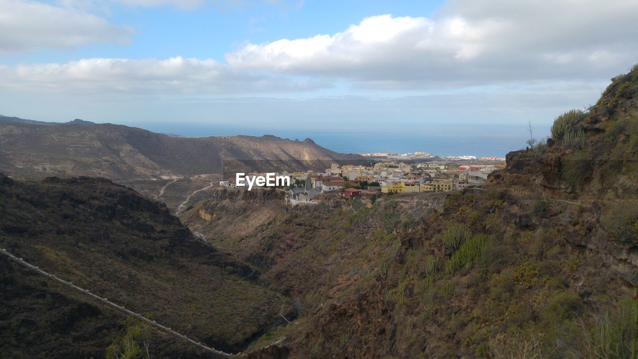 High angle view of townscape against sky