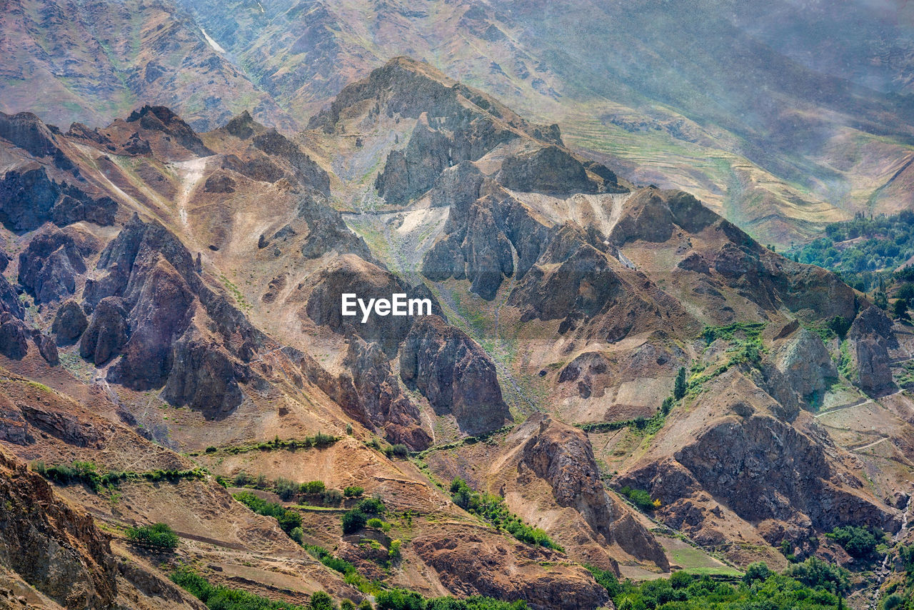 High angle view of arid landscape